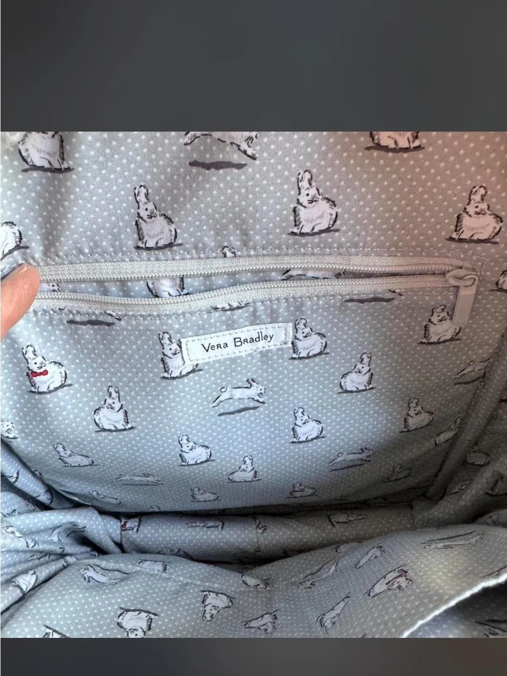 Vera Bradley Quilted mini Backpack in Light Gray with Polar Bear Print
